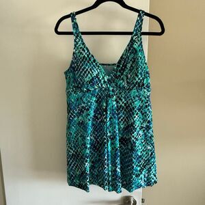 Croft & Barrow Multicolor Swim Dress Bathing Suit One Piece Beach Vacation 16